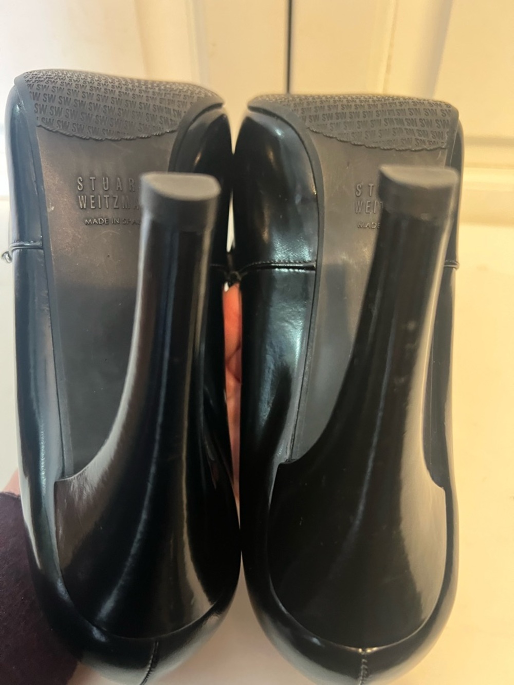 Stuart Weitzman "Bowtie" Black Patent Peep Toe Pumps. Size 8.5. EUC - Picture 7 of 13